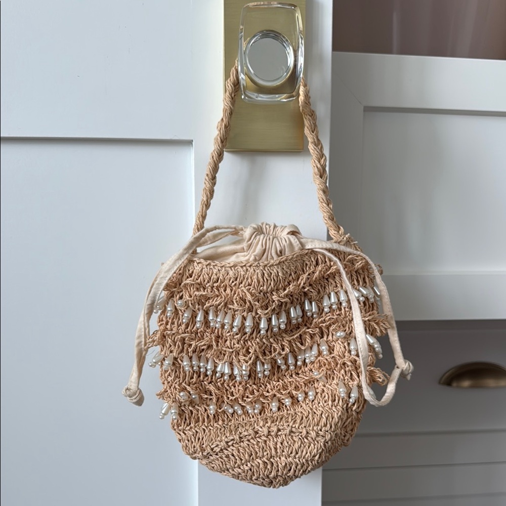 Beige Woven straw Bag